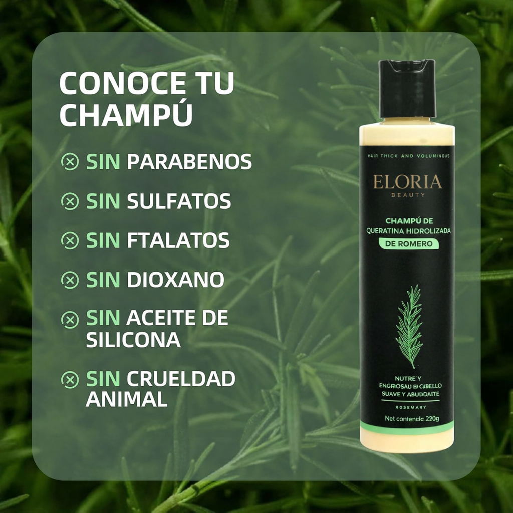 Champú orgánico de romero para el crecimiento del cabello