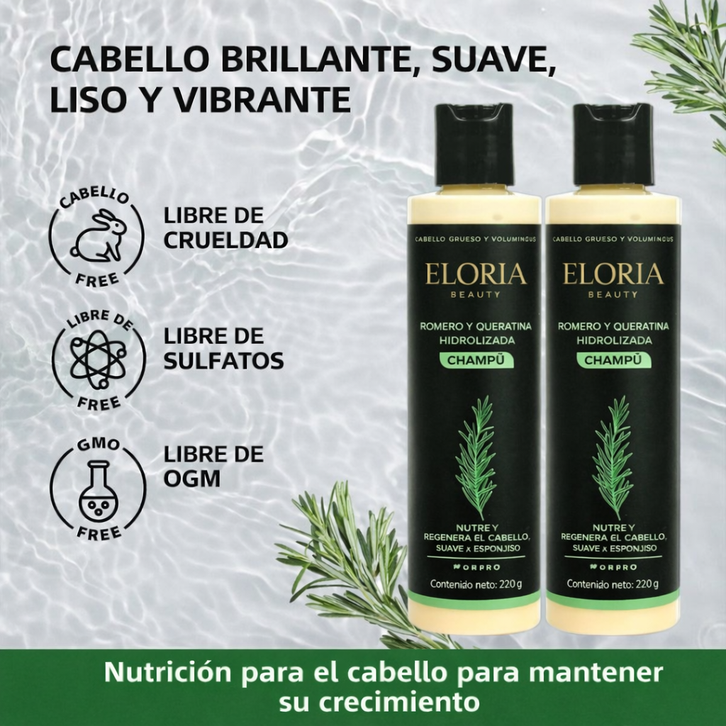 Champú orgánico de romero para el crecimiento del cabello